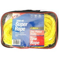 Lion 3000kg 4 Metre Poly Tow Rope Safety Towing With D Shackles