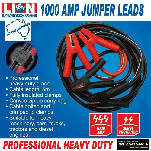 Booster Jumper Leads Heavy Duty 1000 Amps Professional 5m Cable Trucks Machinery