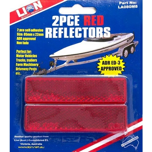 Lion 2 Piece Reflectors 85mm x 22mm [Colour: Red]