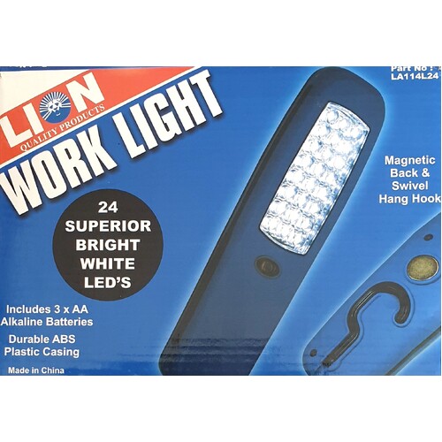 Lion 24 LED Magnetic Work Lamp Superior Bright White Light DIY Workshop Garage Home