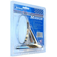 Chrome Door Mirror Exterior Rear Vision Round Head Car Side Mount Fits LHS & RHS