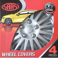 SAAS Wheel Cover Set 4 Hub Caps Katana Style Silver