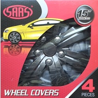SAAS Wheel Cover Set 4 Hub Caps Vader Style Gun Metal Size: 15 Inch