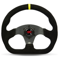 SAAS Drift Style Steering Wheel 13" Black Suede Flat Bottom ADR Compliant