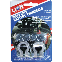 Lion Battery Terminals Heavy Duty 2 Piece 6V 12V Lead 2 Bolt Positive & Negative