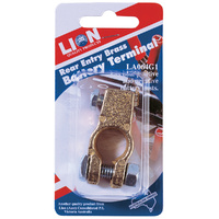 Lion Battery Terminal Brass 1 Piece Rear Entry 6/12 Volt Positive/Negative