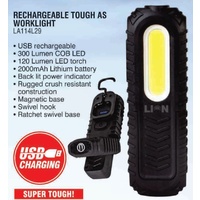 Lion USB Rechargeable Tough Worklight & Torch COB LED Magnetic Base