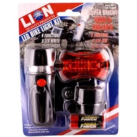 Lion Bicycle Light Set With 5 LED Front & 5 LED Red Rear Lamps