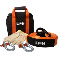 Lion Heavy Duty 5 Piece 4WD Recovery Kit Snatch Strap Bow Shackles Gloves