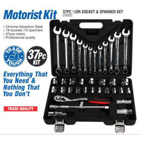 Lion Motorist Tool Kit 37 Piece Chrome Vanadium Socket & Spanner Set