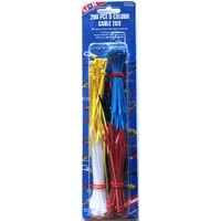 Lion Zip Cable Tie Assortment 200 Piece 5 Colours 102mm x 2.4mm
