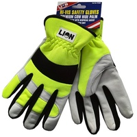 Lion Cow Leather Palm Hi-Vis Safety Gloves Pair