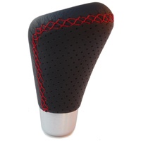 SAAS Black Leather Red Stitch Manual Gear Shift Lever Knob With 8 Shift Patterns
