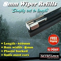 Windscreen Wiper Blade Replacement Rubber Plastic Backed 8mm x 610mm Universal