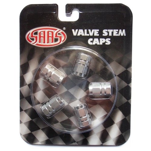 SAAS Set 5 Anodised Aluminium Tyre Wheel Rim Valve Stem Caps [Colour: Silver]