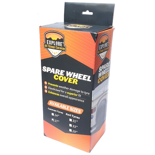 Explore Caravan & 4WD Spare Wheel Cover Plain Black Fits 26 Inch Tyres