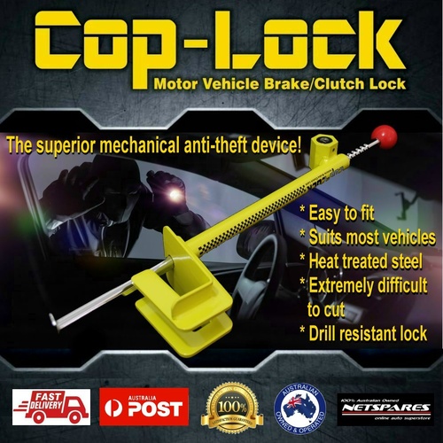 Cop-Lock Anti-Theft Brake/Clutch Pedal Lock Car Security - 70mm Max Pedal Depth*