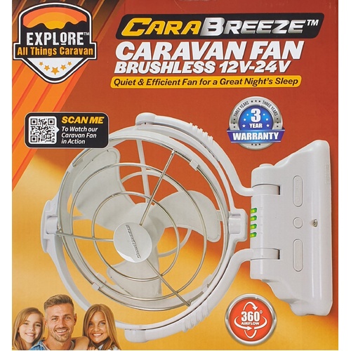 Explore 3 Speed Caravan Fan With Brushless 12/24 Volt Motor