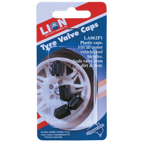 Lion Tyre Valve Stem Caps Plastic 4 Piece Wheel Rim Auto Car Vehicle