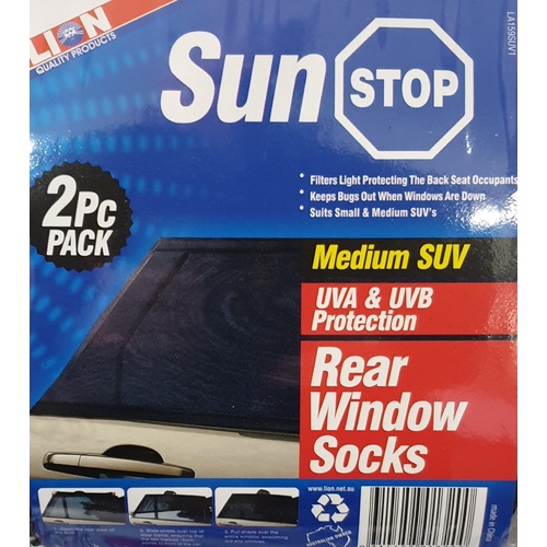 Lion Sunstop Rear Window Socks Car UV Shade Protection Pair [Size: Small/Medium]