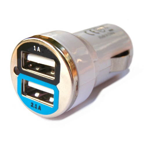Lion Twin USB Car Charger Plug Phone Ipod Ipad Iphone Tablet [Colour: White]
