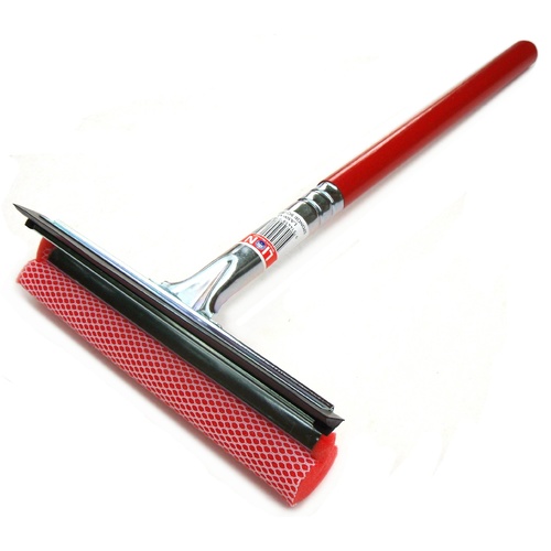 Lion Wood Handle Squeegee With Mesh Scrubber