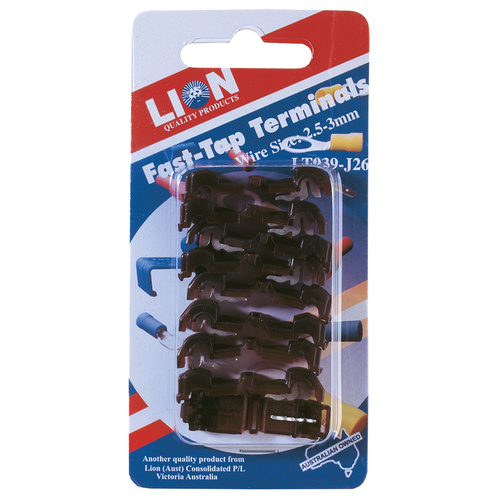 Lion Easy Fast Tap Terminals Wire Size 2.5-3.0mm Red 9 Piece