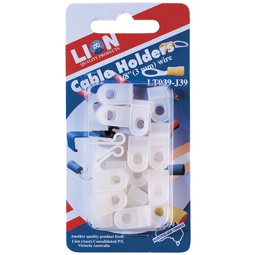 Lion Cable Holder 3mm Wire Nylon Clamps Pack 20 Pieces