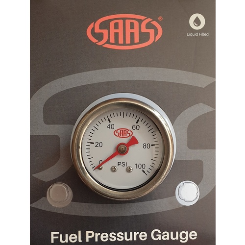 SAAS Fuel Pressure Gauge Liquid Filled [Size: 100psi]