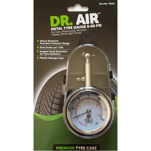 Dr Air Metal Tyre Pressure Gauge 0-60psi Car Auto Vehicle SUV 4WD